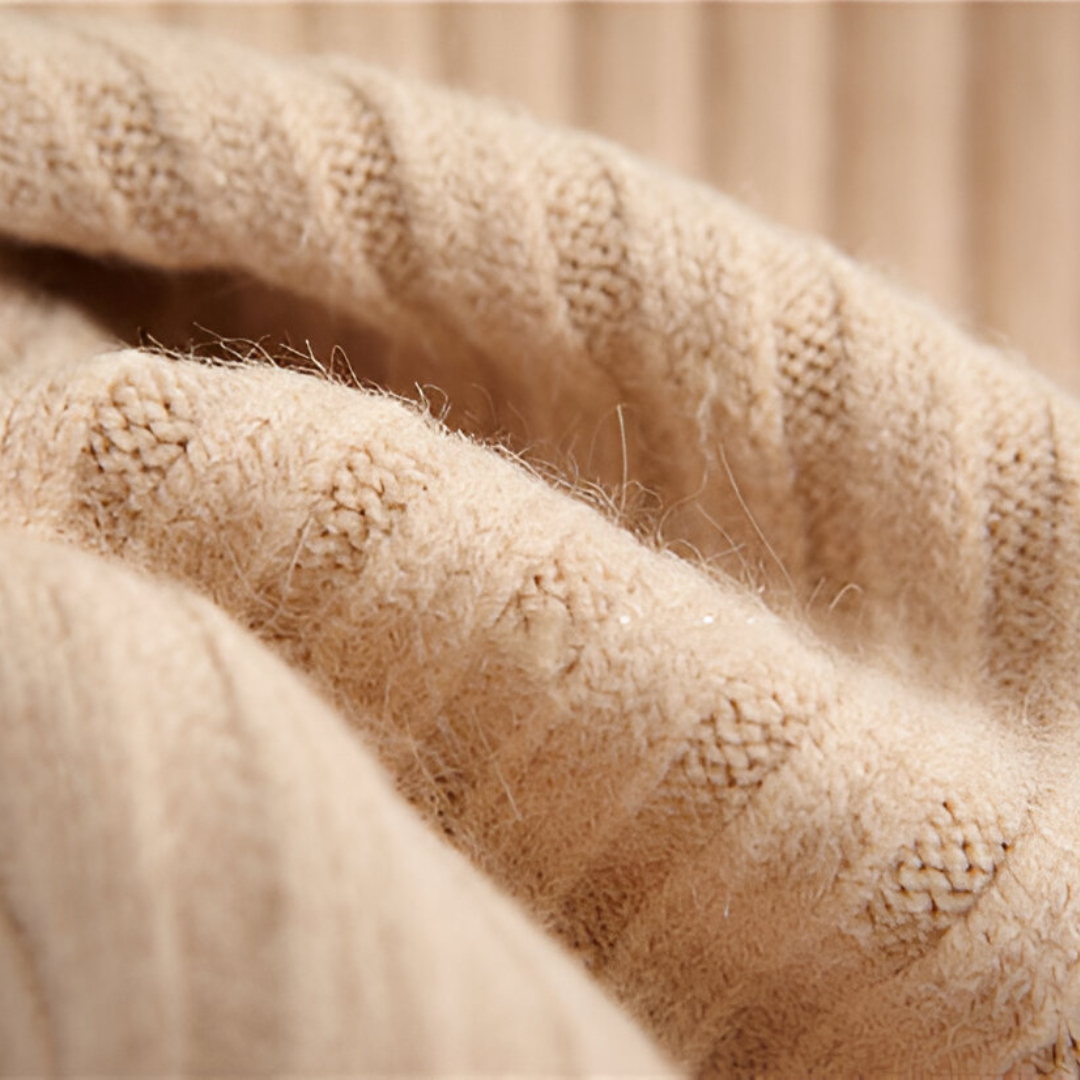 Dame sweater med ståkrave - strik sweater - ribbet