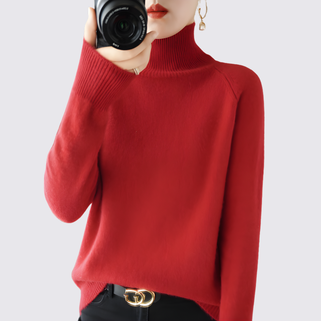 Dame pullover med høj størrelse - strik pullover - langærmet