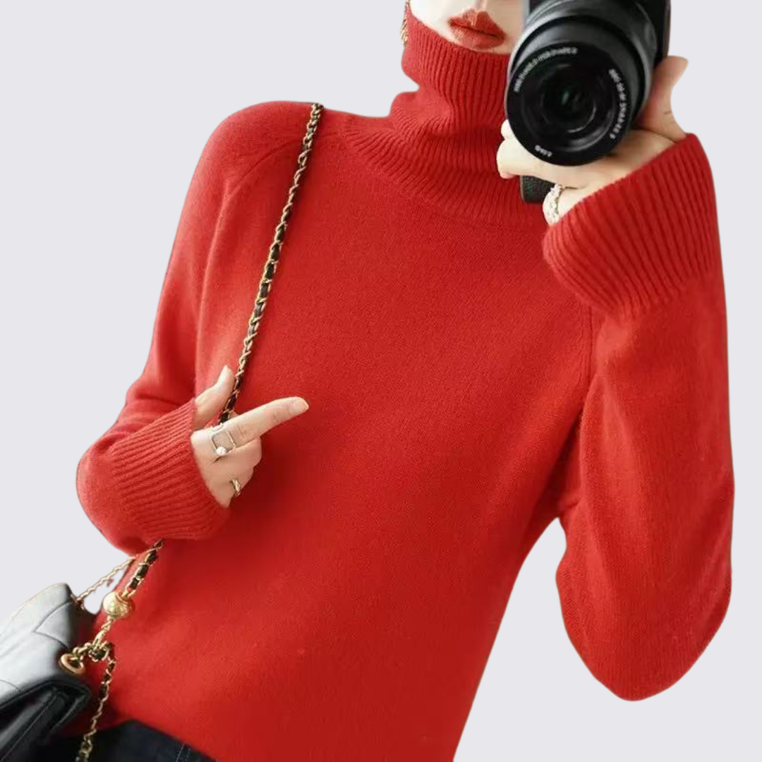 Dame pullover med høj størrelse - strik pullover - langærmet