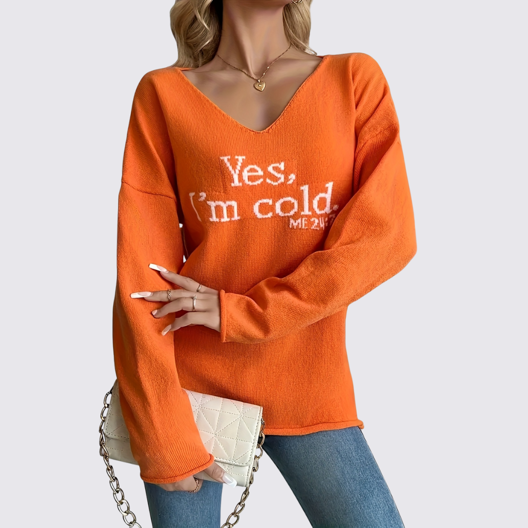 Dame striktrøje med V-udskæring - V-udskærings striktrøje - Overgangsperiode