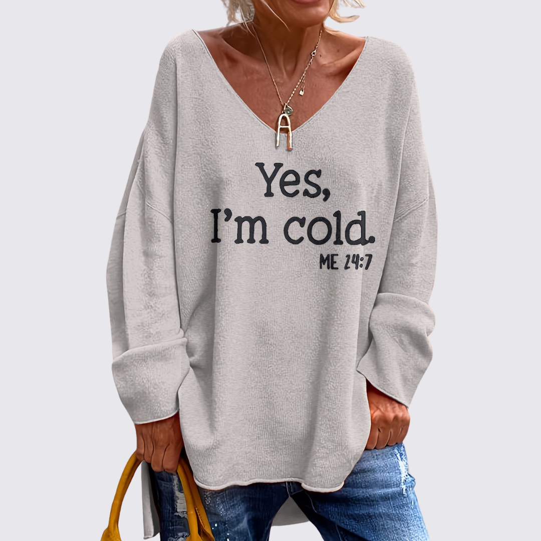 Dame striktrøje med V-udskæring - V-udskærings striktrøje - Overgangsperiode