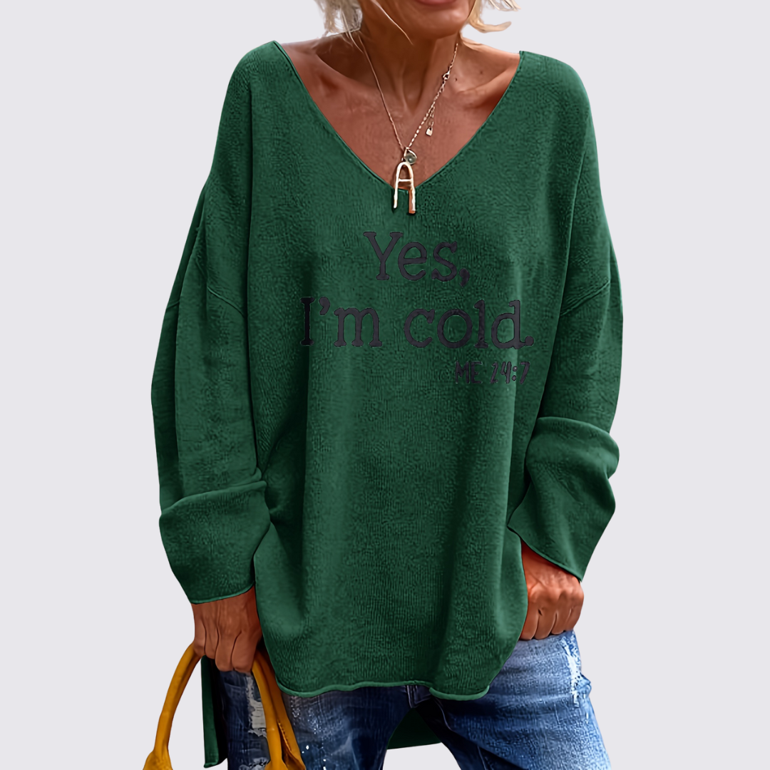 Dame striktrøje med V-udskæring - V-udskærings striktrøje - Overgangsperiode