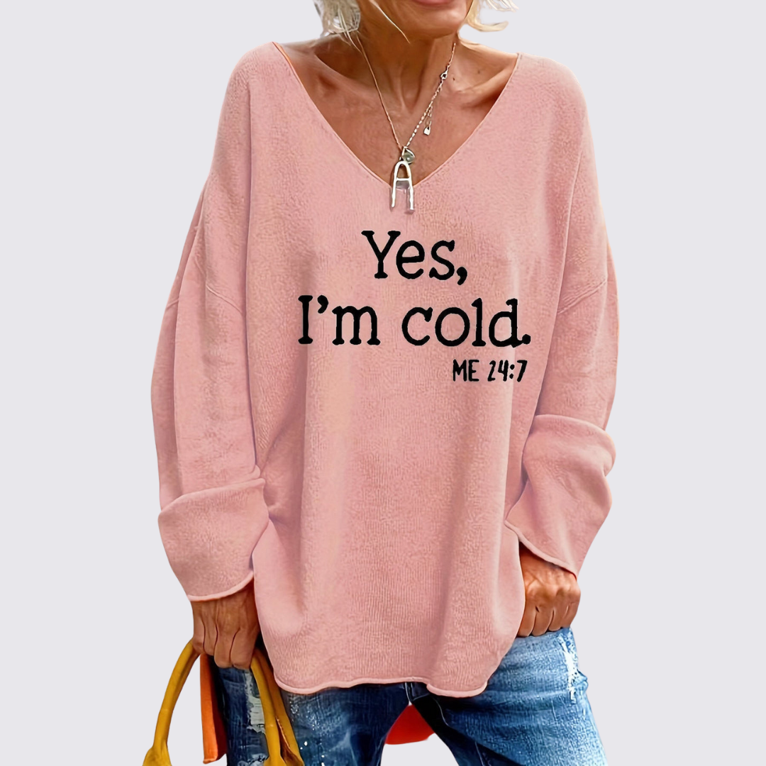 Dame striktrøje med V-udskæring - V-udskærings striktrøje - Overgangsperiode