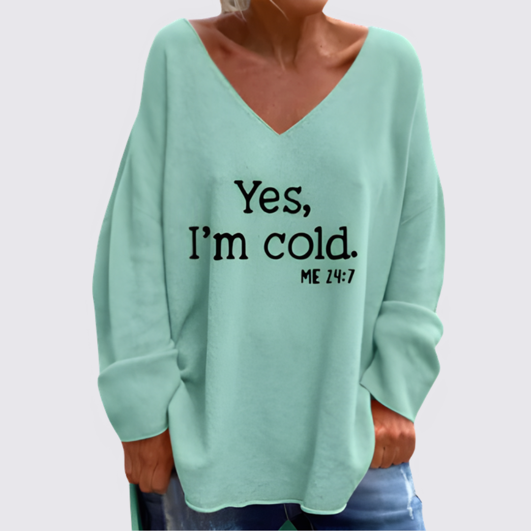 Dame striktrøje med V-udskæring - V-udskærings striktrøje - Overgangsperiode