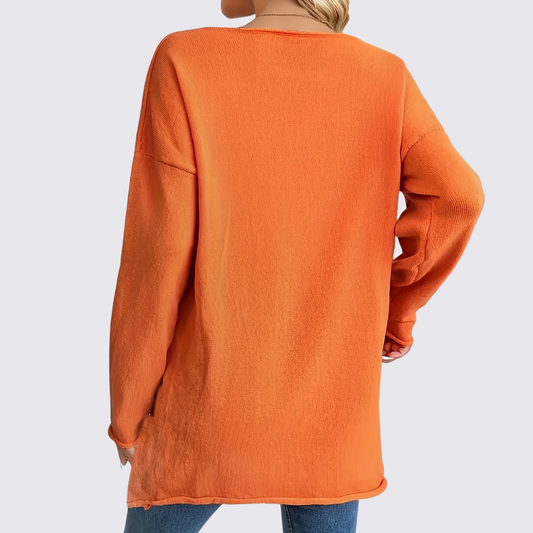 Dame striktrøje med V-udskæring - V-udskærings striktrøje - Overgangsperiode