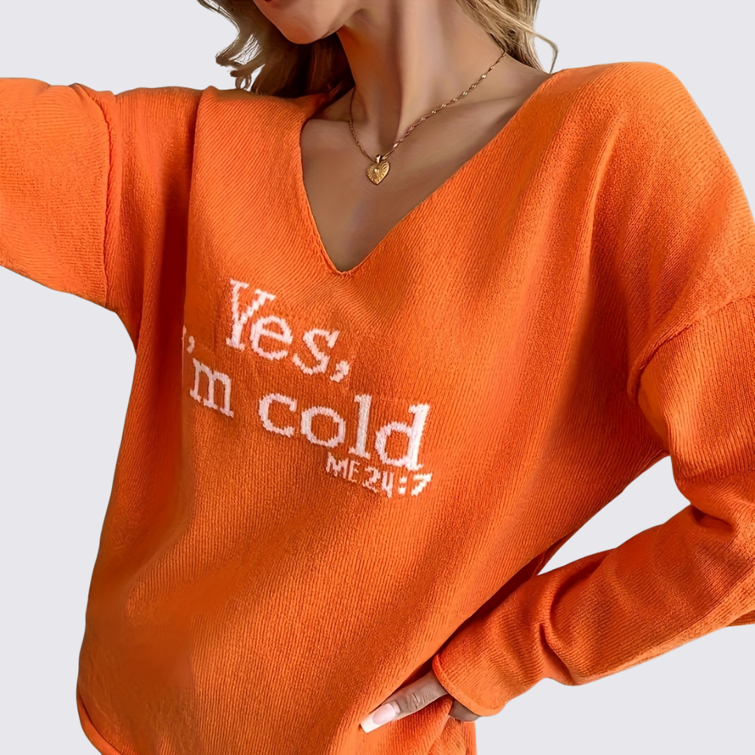 Dame striktrøje med V-udskæring - V-udskærings striktrøje - Overgangsperiode