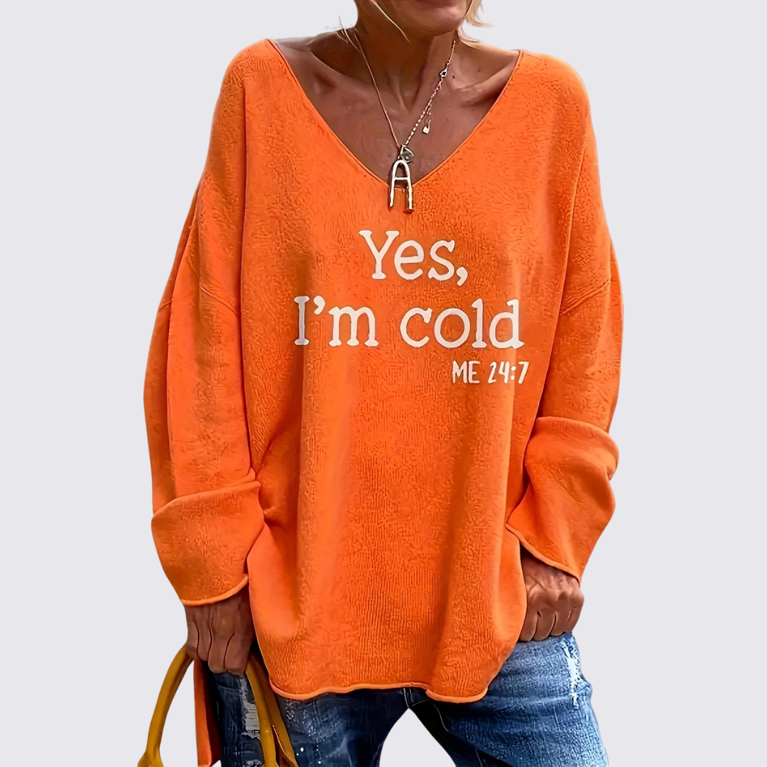 Dame striktrøje med V-udskæring - V-udskærings striktrøje - Overgangsperiode