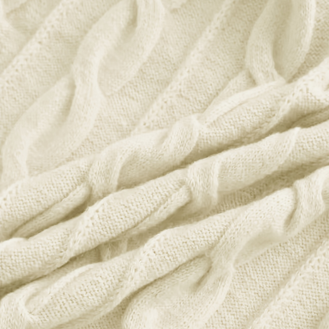 Dame sweater med flettemønster – Strik sweater – Rund halsudskæring