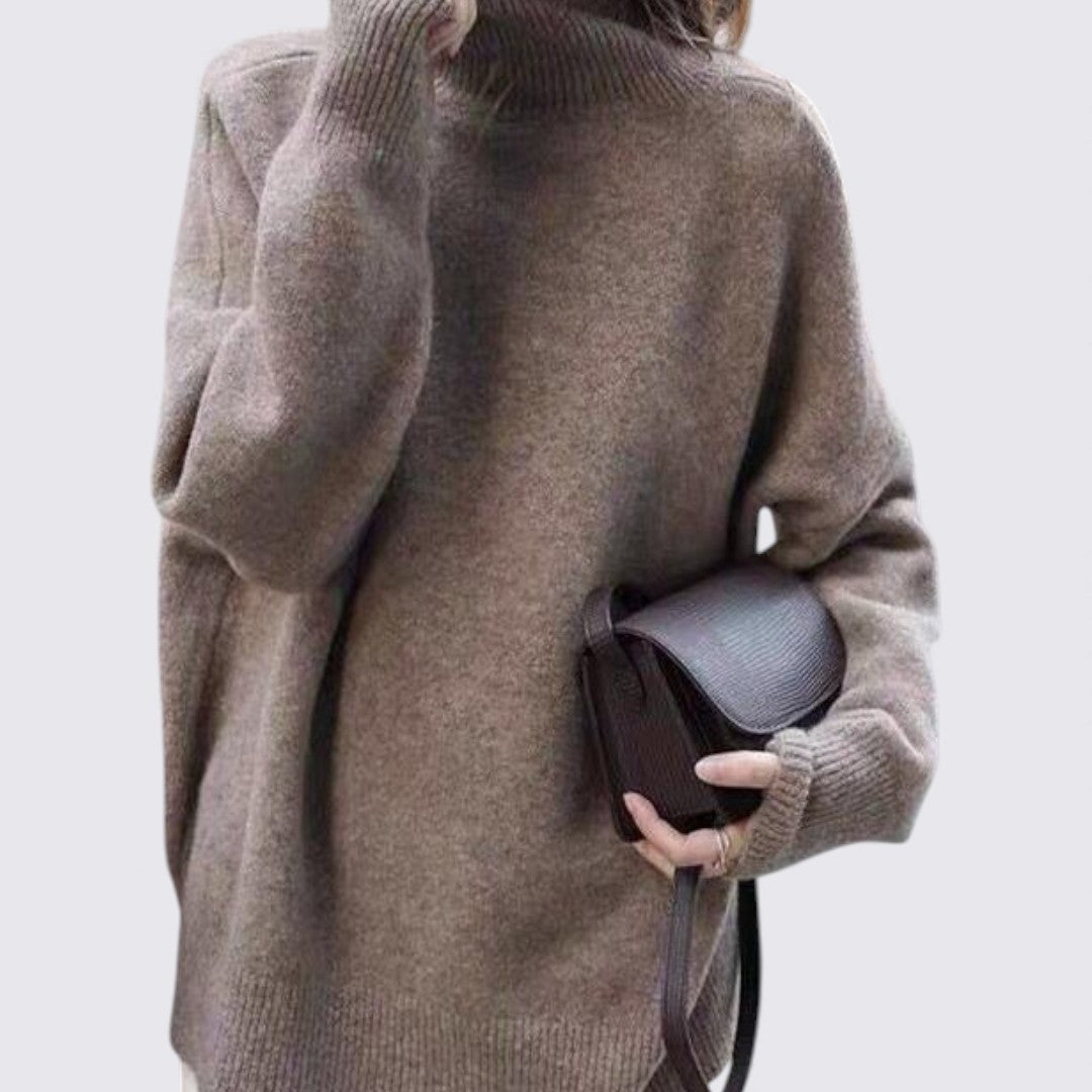 Dame Rullekrave Pullover – Langærmet Pullover – Bred Pasform