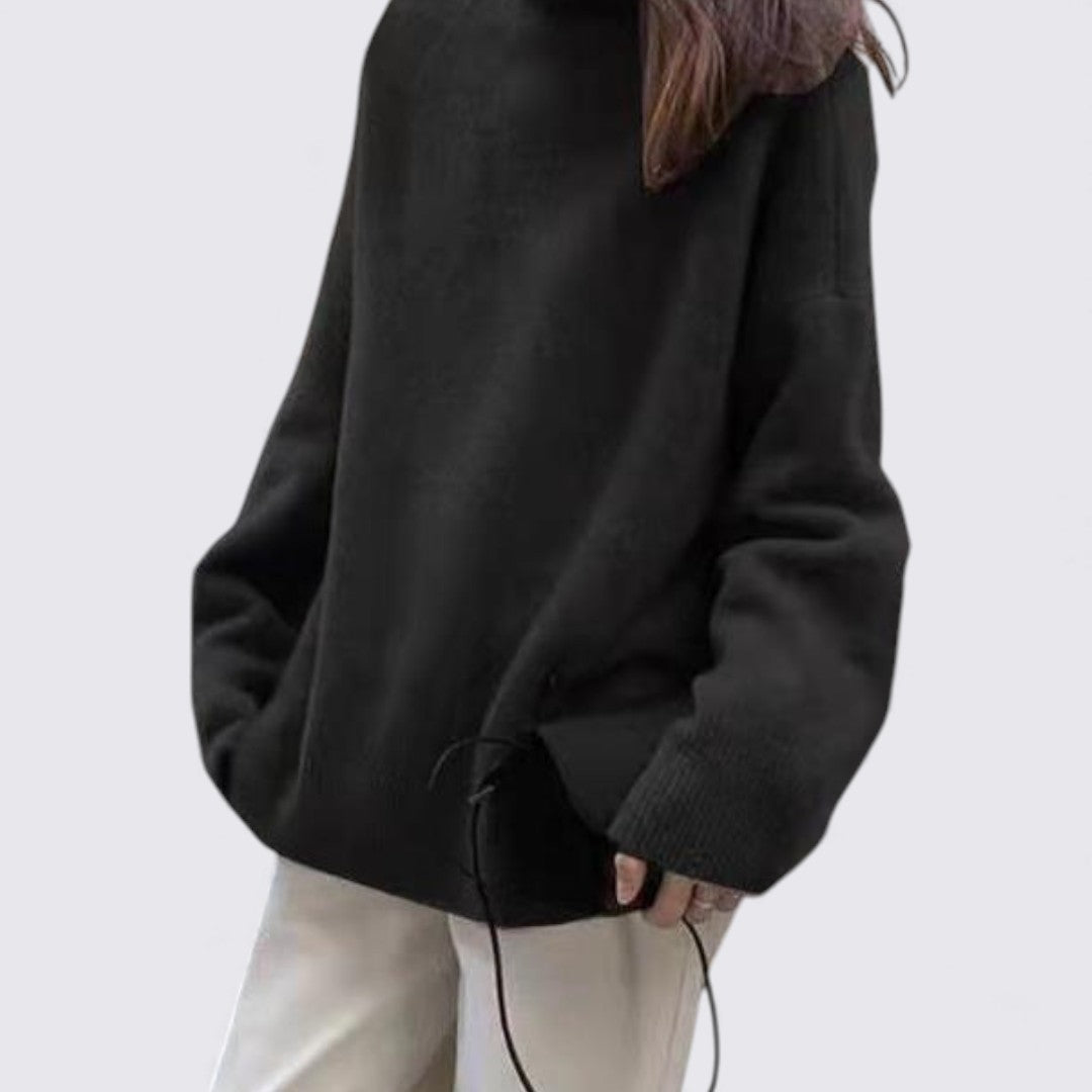 Dame Rullekrave Pullover – Langærmet Pullover – Bred Pasform