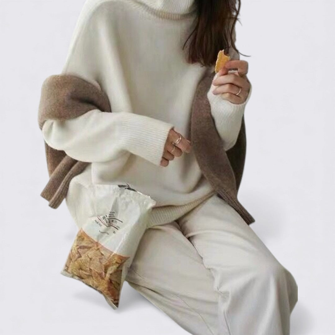 Dame Rullekrave Pullover – Langærmet Pullover – Bred Pasform