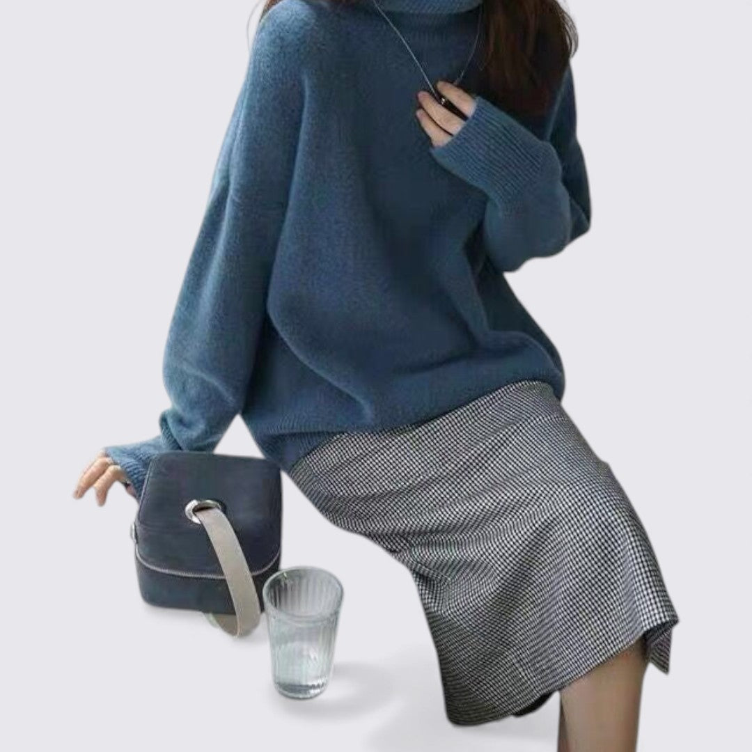 Dame Rullekrave Pullover – Langærmet Pullover – Bred Pasform