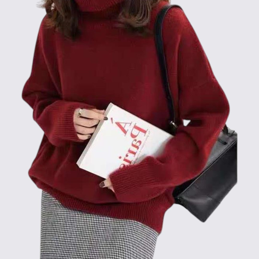 Dame Rullekrave Pullover – Langærmet Pullover – Bred Pasform