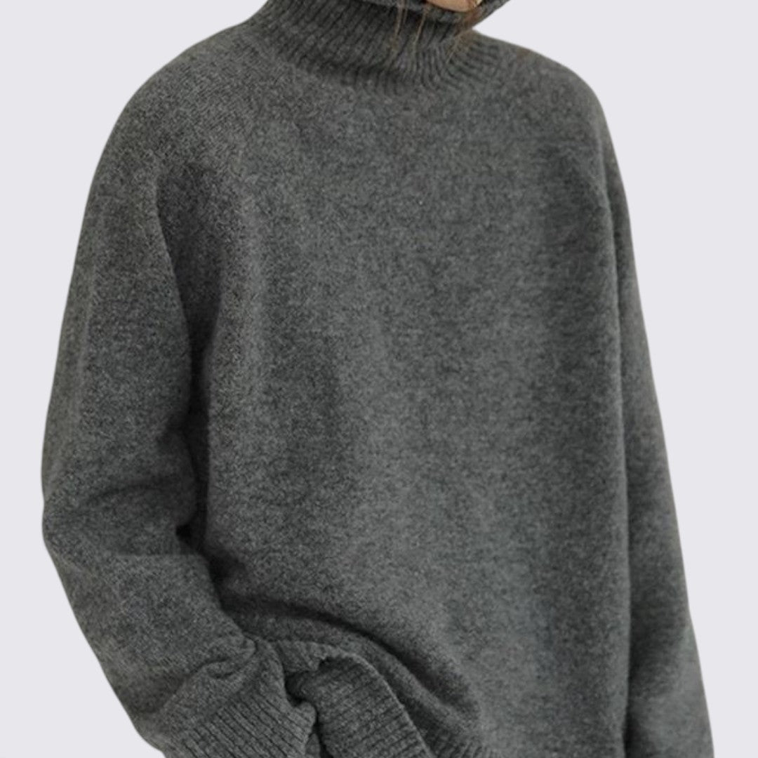 Dame Rullekrave Pullover – Langærmet Pullover – Bred Pasform