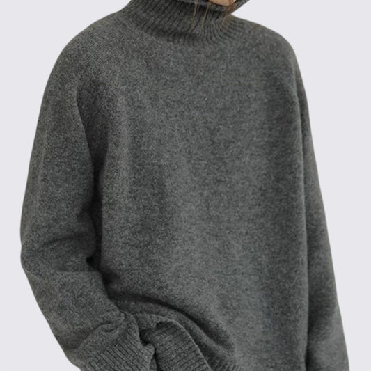 Dame Rullekrave Pullover – Langærmet Pullover – Bred Pasform