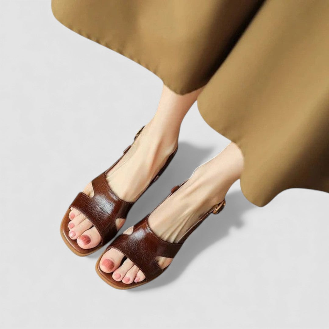 Dame sandaler med blokhæl - Åbne sandaler - Hælrem