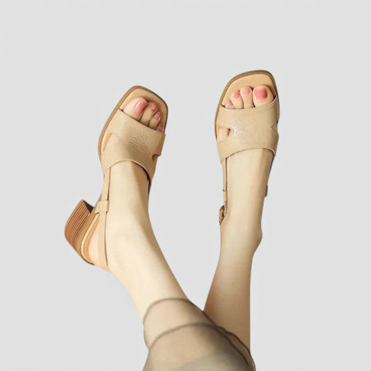 Dame sandaler med blokhæl - Åbne sandaler - Hælrem