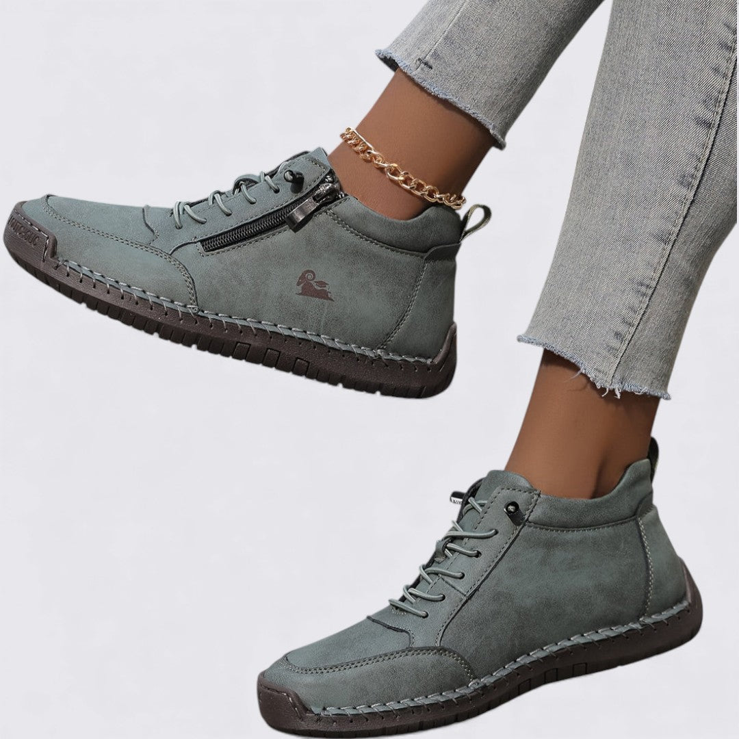 Dame sko med lynlås – Ankelsko – Flad sål