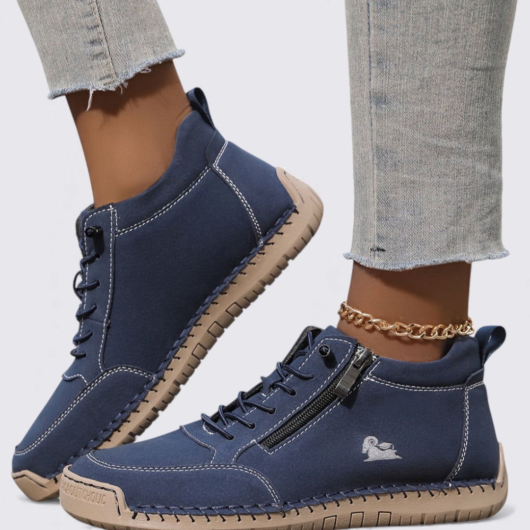 Dame sko med lynlås – Ankelsko – Flad sål