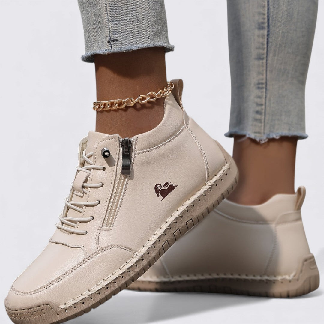 Dame sko med lynlås – Ankelsko – Flad sål