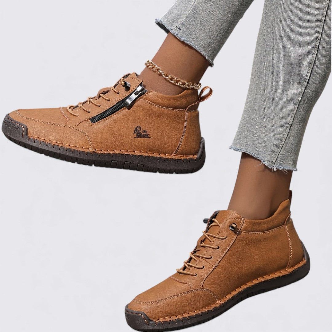 Dame sko med lynlås – Ankelsko – Flad sål