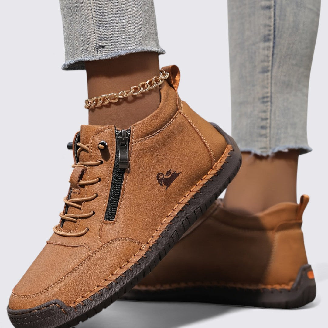 Dame sko med lynlås – Ankelsko – Flad sål