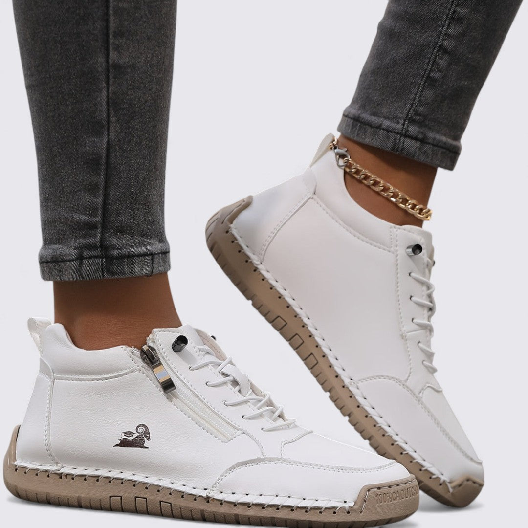 Dame sko med lynlås – Ankelsko – Flad sål