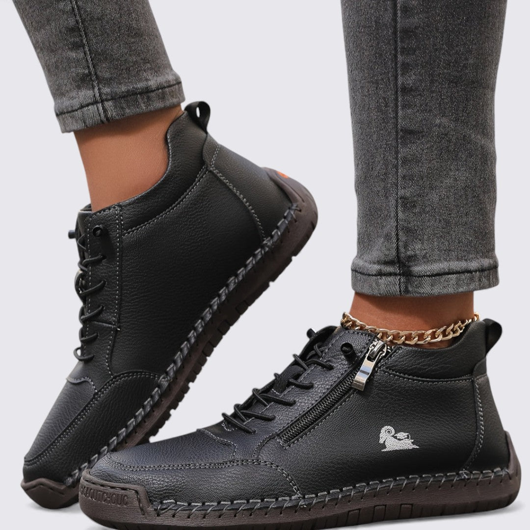 Dame sko med lynlås – Ankelsko – Flad sål