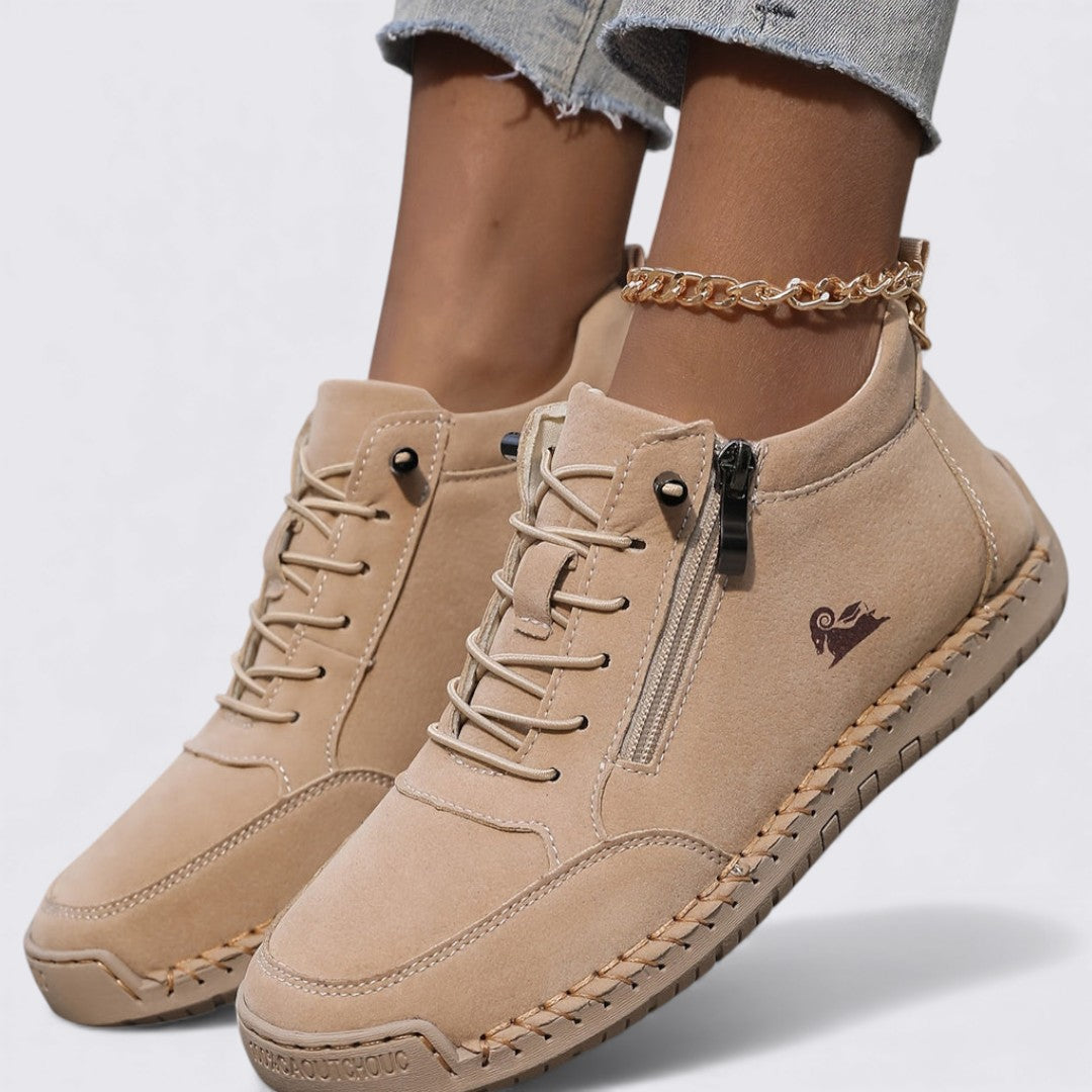 Dame sko med lynlås – Ankelsko – Flad sål