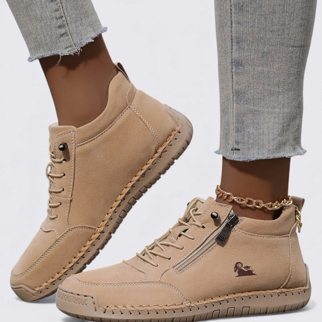 Dame sko med lynlås – Ankelsko – Flad sål