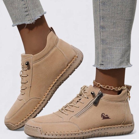 Dame sko med lynlås – Ankelsko – Flad sål