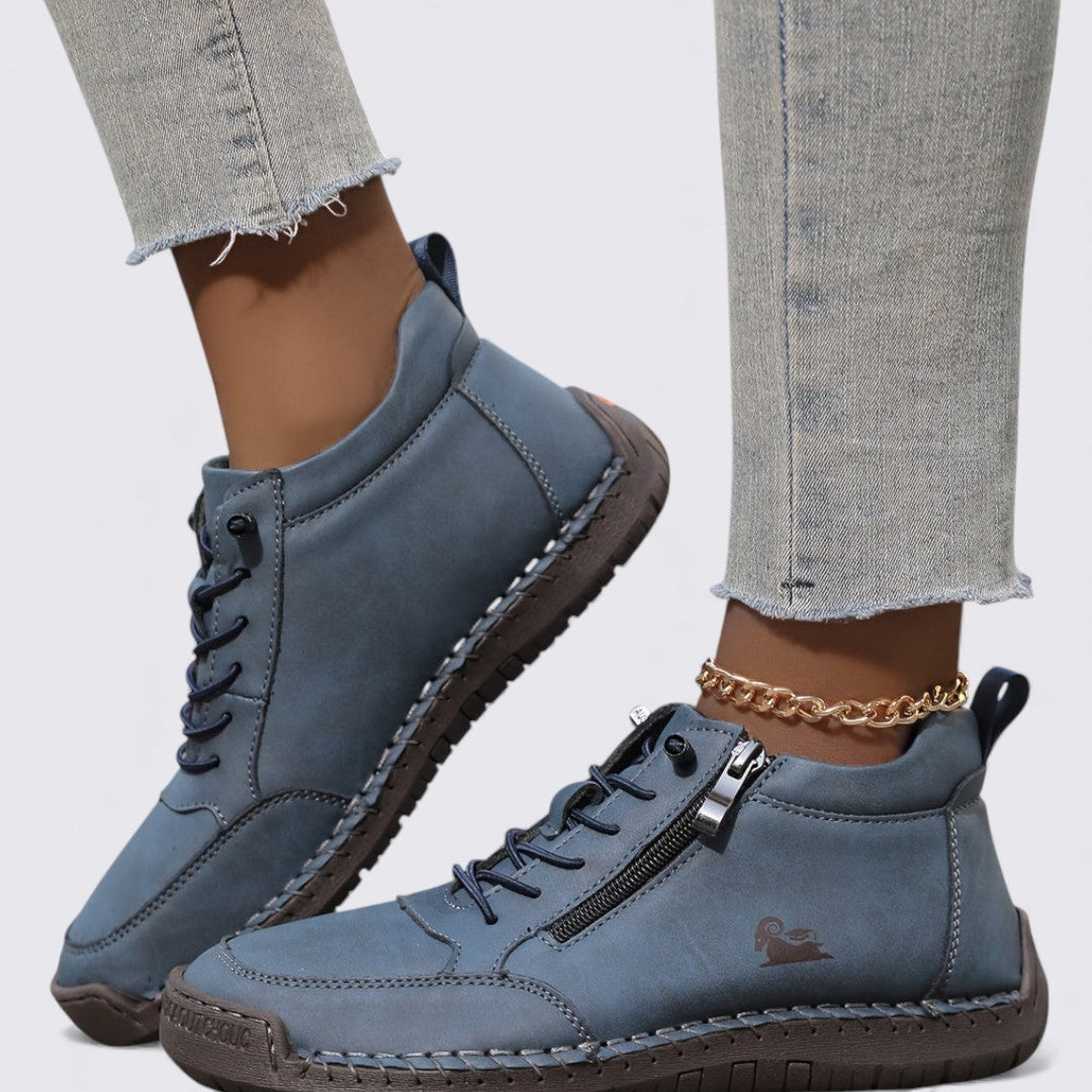 Dame sko med lynlås – Ankelsko – Flad sål