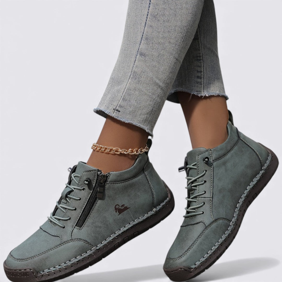 Dame sko med lynlås – Ankelsko – Flad sål