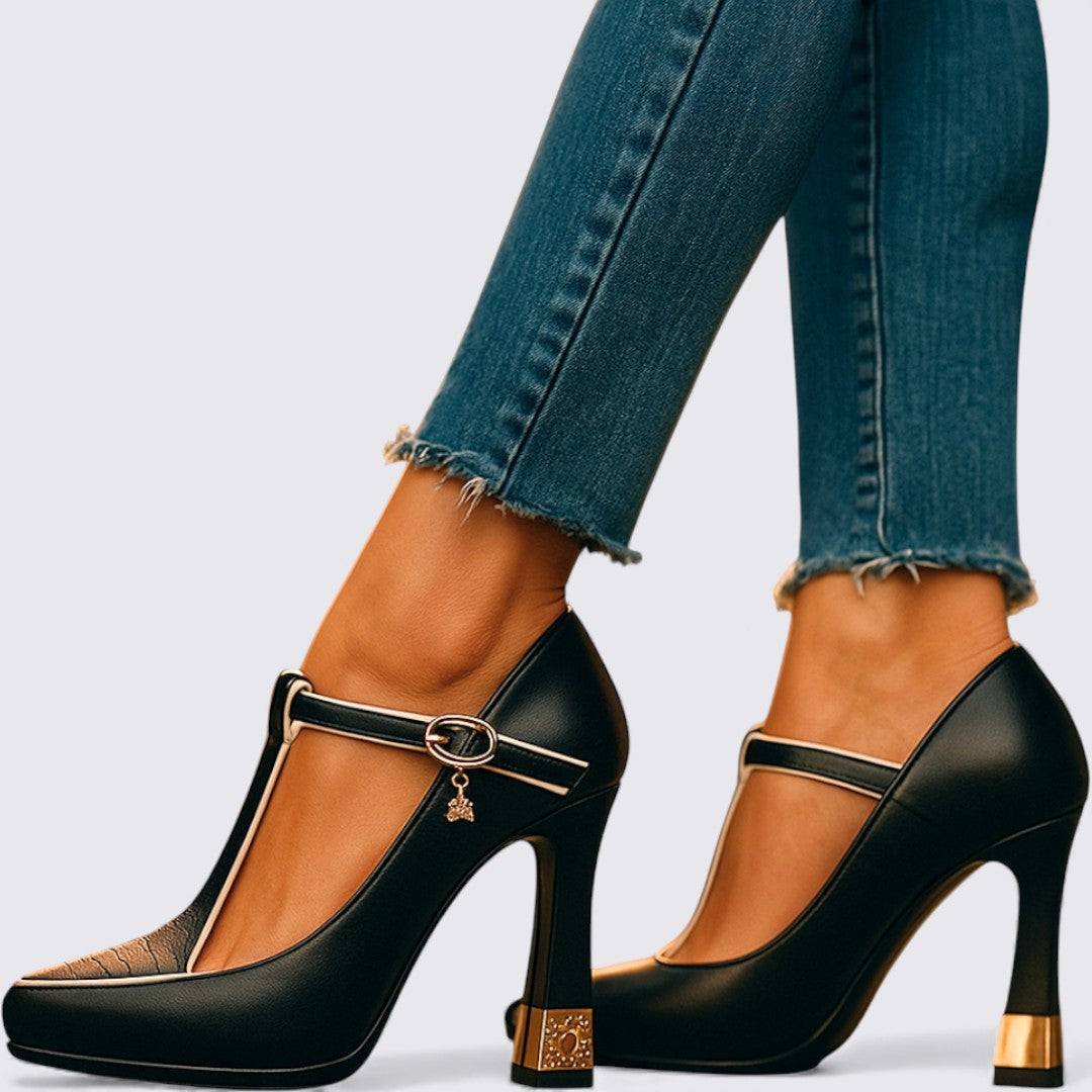 Dame sko med remme – højhælede – elegante hæle sko