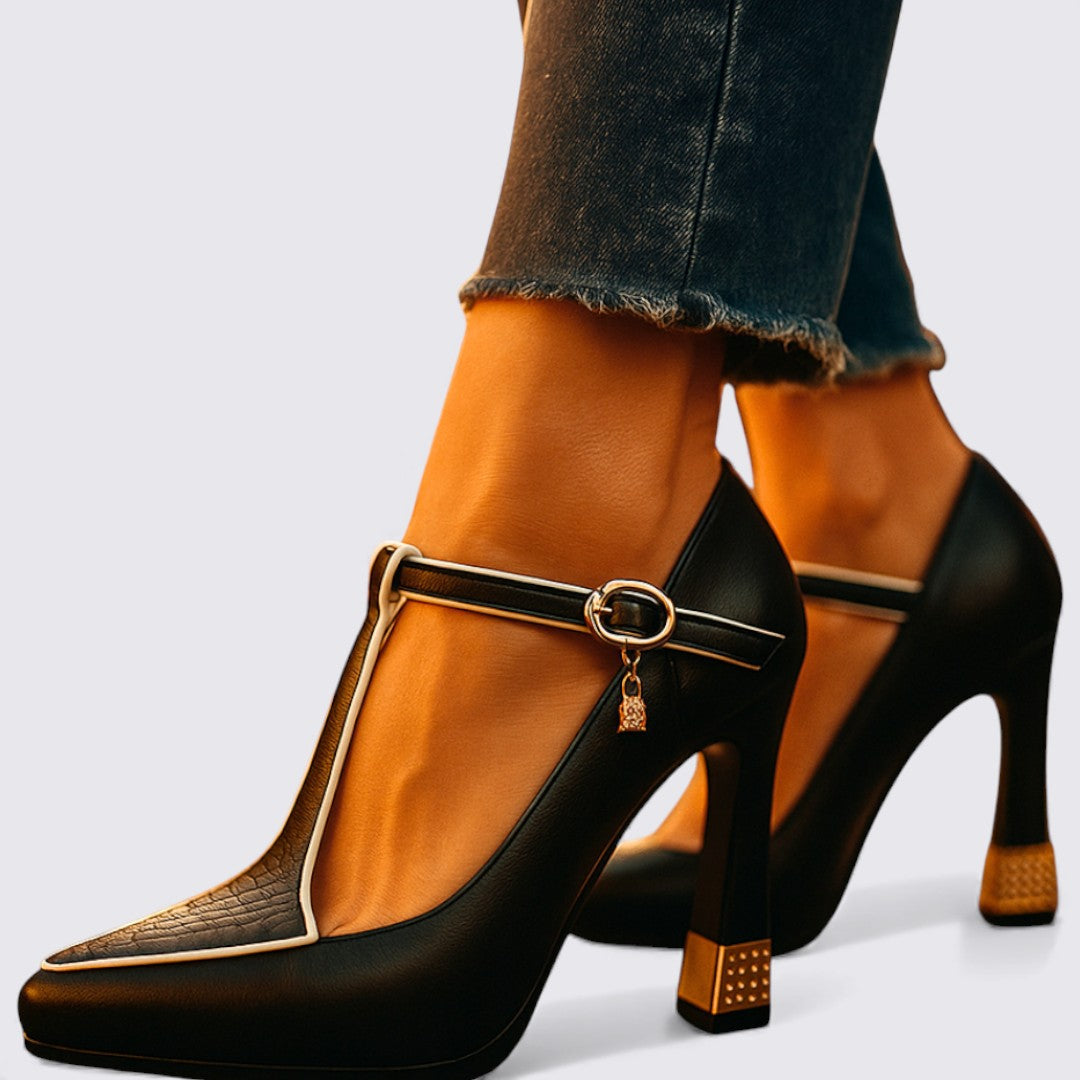 Dame sko med remme – højhælede – elegante hæle sko