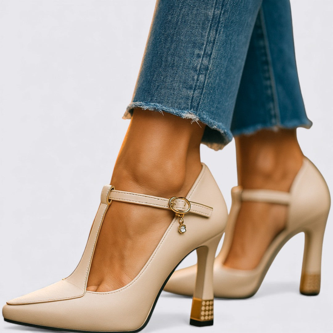 Dame sko med remme – højhælede – elegante hæle sko