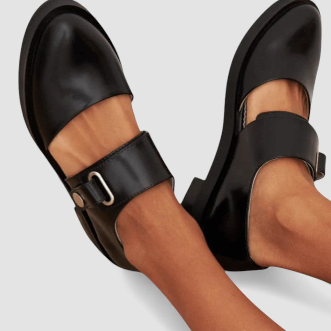 Dame sko med spænderem – Remsko – Flad sål