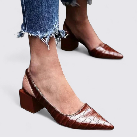 Dame Slingback Pumps med spids form – Elegante sko – Blokhæl