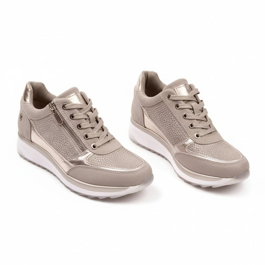 Dame sneakers med lynlås - fritid sneakers - snørebånd