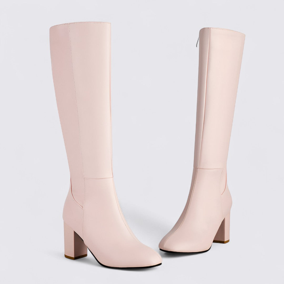 Dame støvler med blokhæl - Høj støvle - Knæhøj