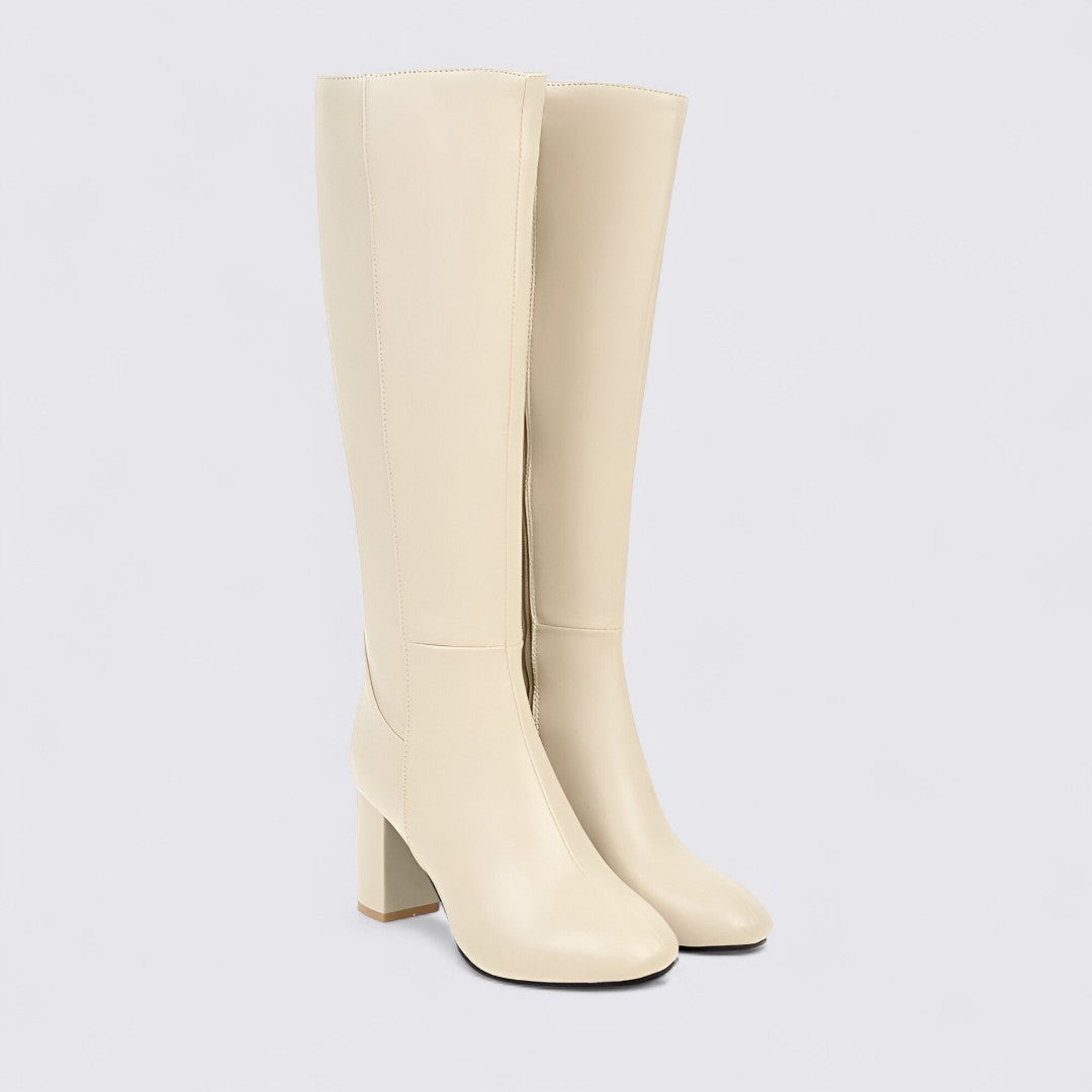 Dame støvler med blokhæl - Høj støvle - Knæhøj