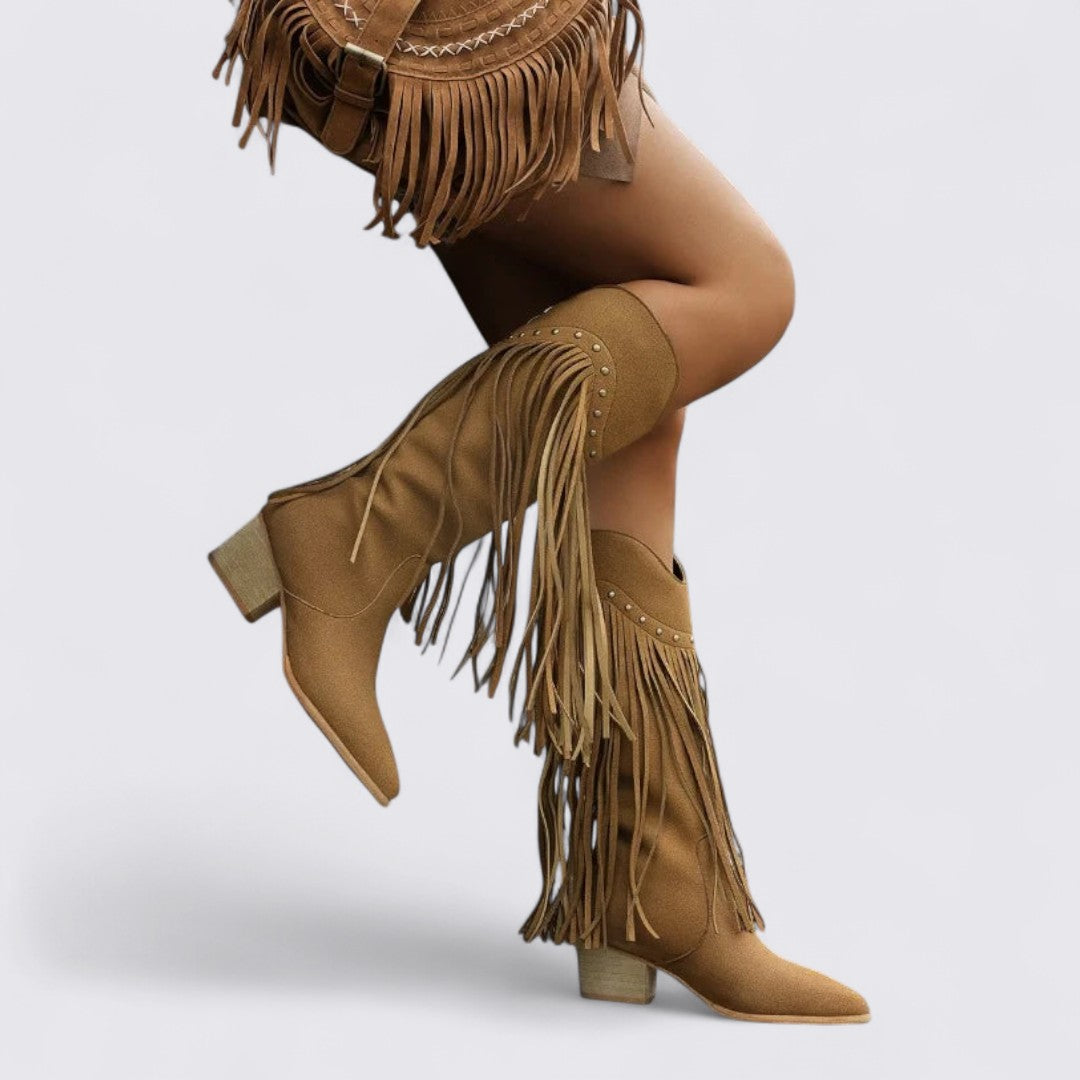 Dame støvler med frynser – Knæhøj – Western stil