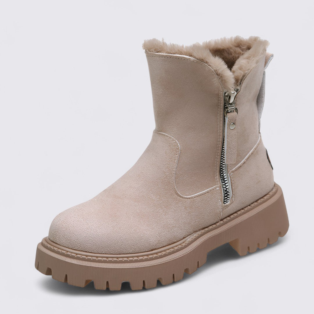 Dame støvler med lynlås - Profil støvler - Varmt foret