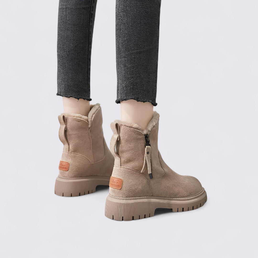 Dame støvler med lynlås - Profil støvler - Varmt foret