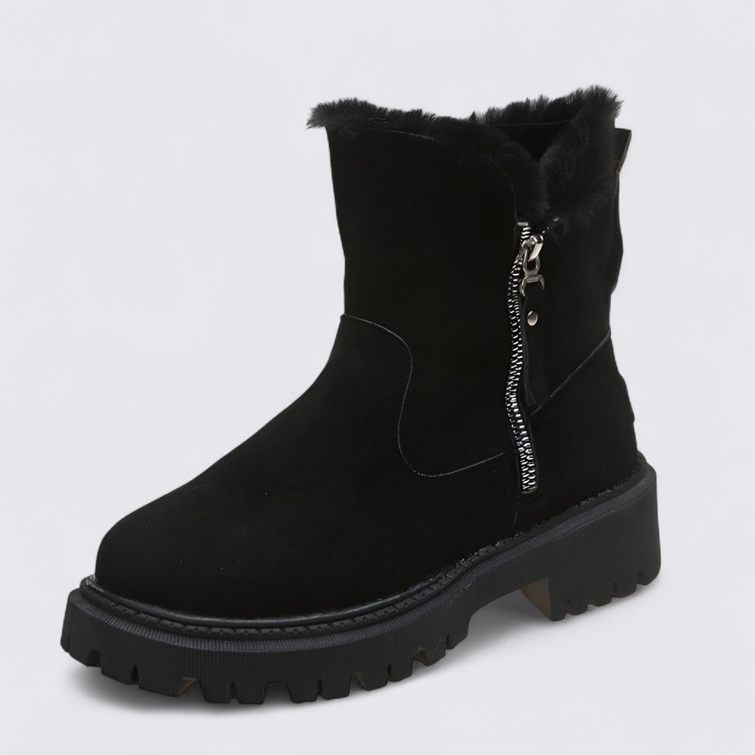 Dame støvler med lynlås - Profil støvler - Varmt foret