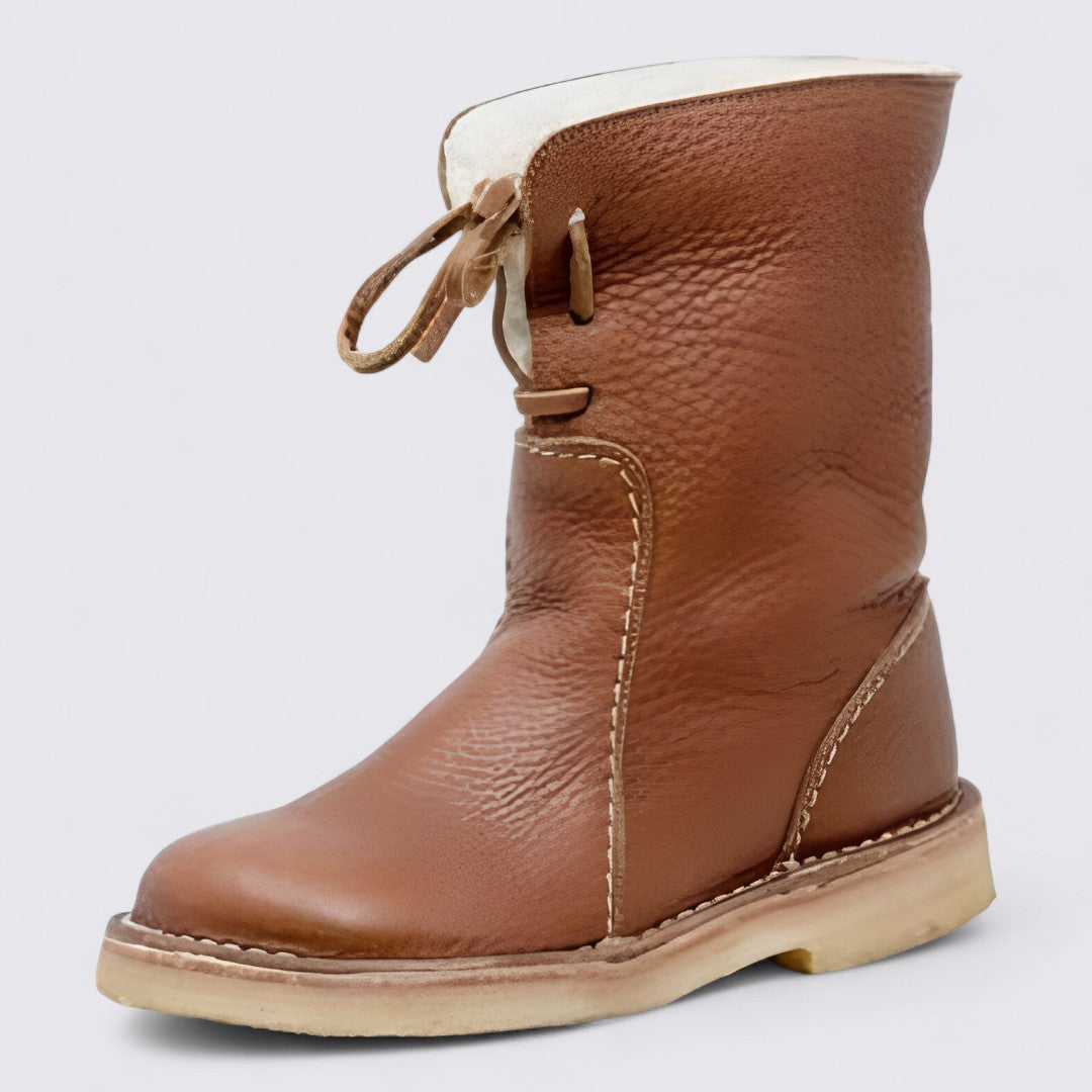 Dame støvler med snørebånd – Mellemhøje støvler – Rund sål