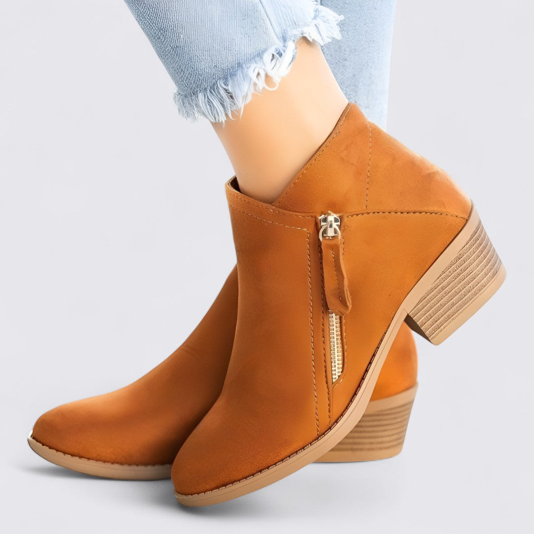 Dame Støvler med blokhæle – Ankellange – Sidelukke med lynlås