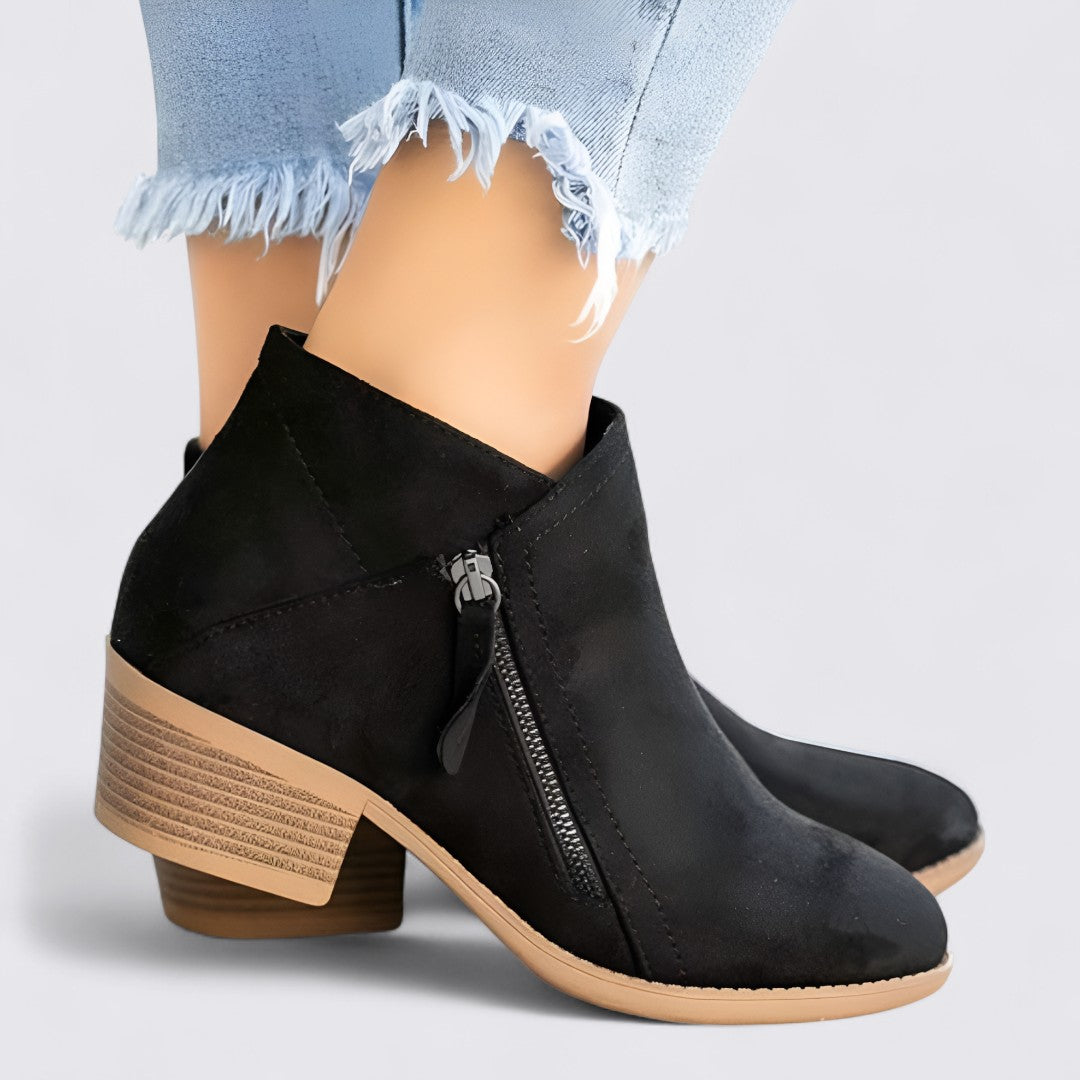 Dame Støvler med blokhæle – Ankellange – Sidelukke med lynlås