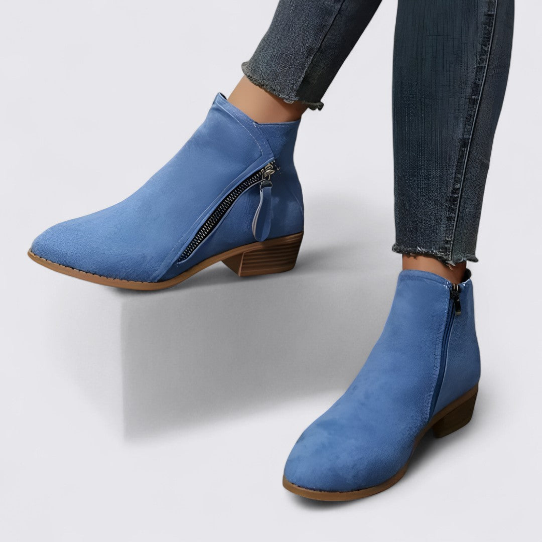 Dame Støvler med blokhæle – Ankellange – Sidelukke med lynlås