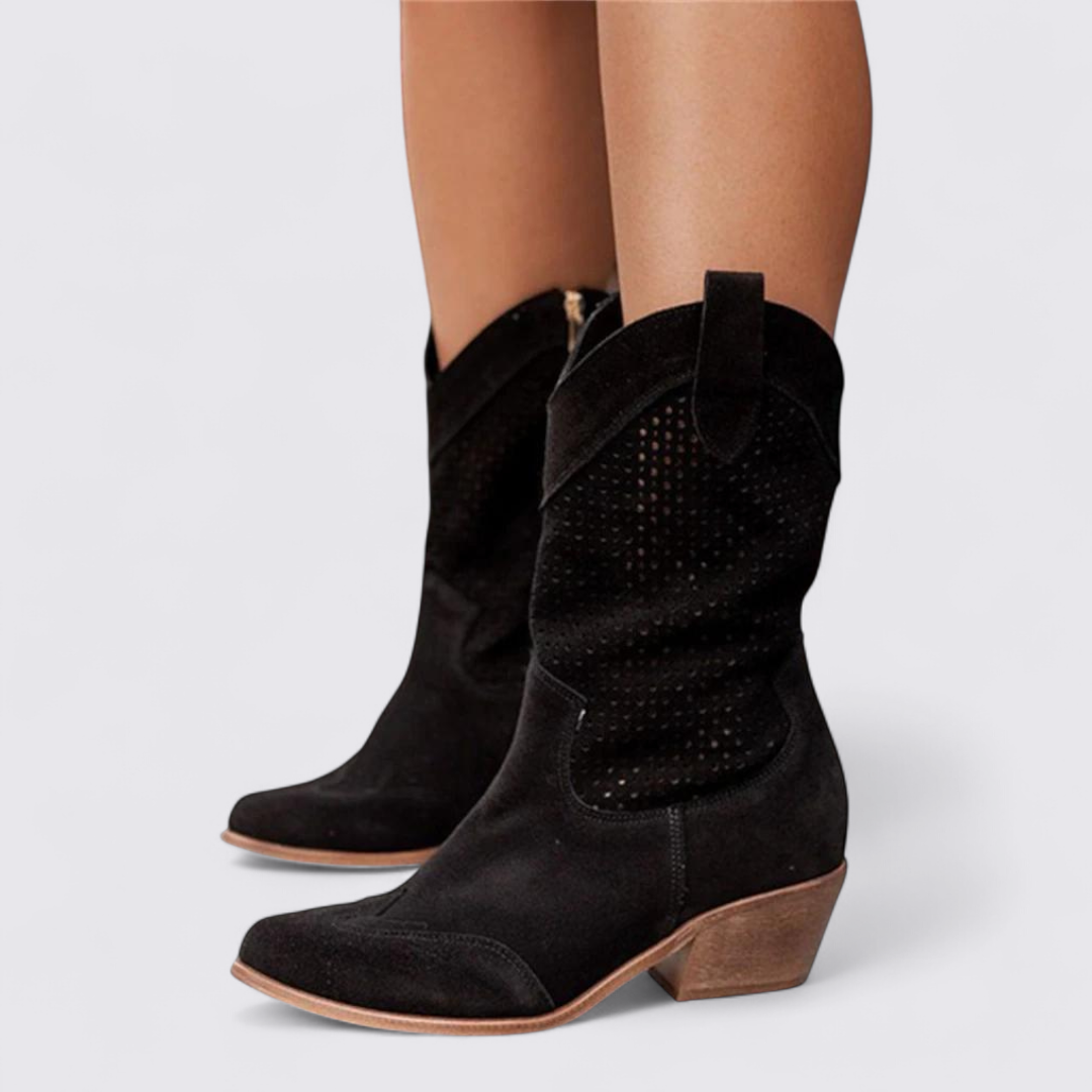 Dame Støvletter med hulmønster – Ankelsokker – Blokhæl